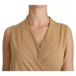 Ralph Lauren Brown V-neck Shift Knee Length Viscose Dress Ralph Lauren Rosy Brown
