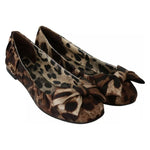Dolce & Gabbana Brown Leopard Silk Ballerina Flats Shoes Dolce & Gabbana Black