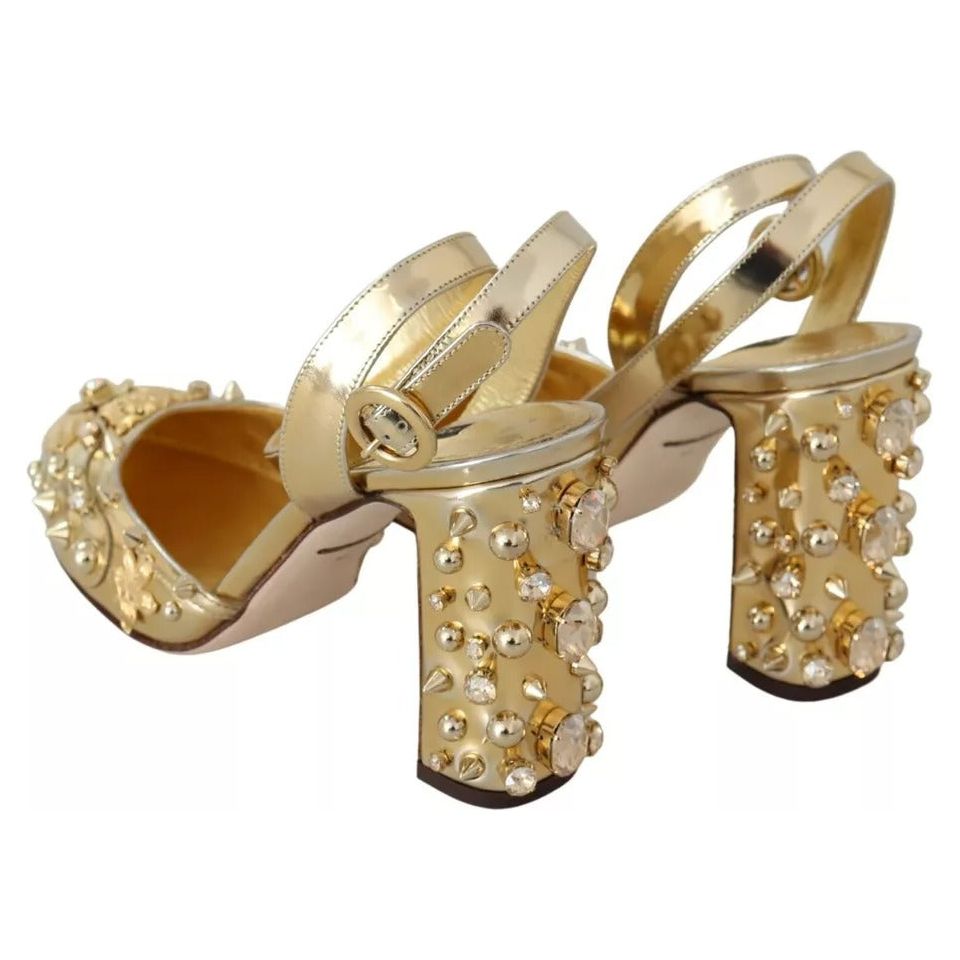 Dolce & Gabbana Gold Studs Vally Slingback Sandals Shoes LA8939-36