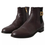 Dolce & Gabbana Brown Leather AMORE Flats Ankle Boots Shoes LA10908-37.5