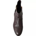 Dolce & Gabbana Brown Leather AMORE Flats Ankle Boots Shoes LA10908-37.5