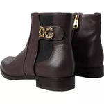 Dolce & Gabbana Brown Leather AMORE Flats Ankle Boots Shoes LA10908-37.5