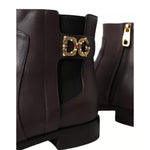 Dolce & Gabbana Brown Leather AMORE Flats Ankle Boots Shoes LA10908-37.5
