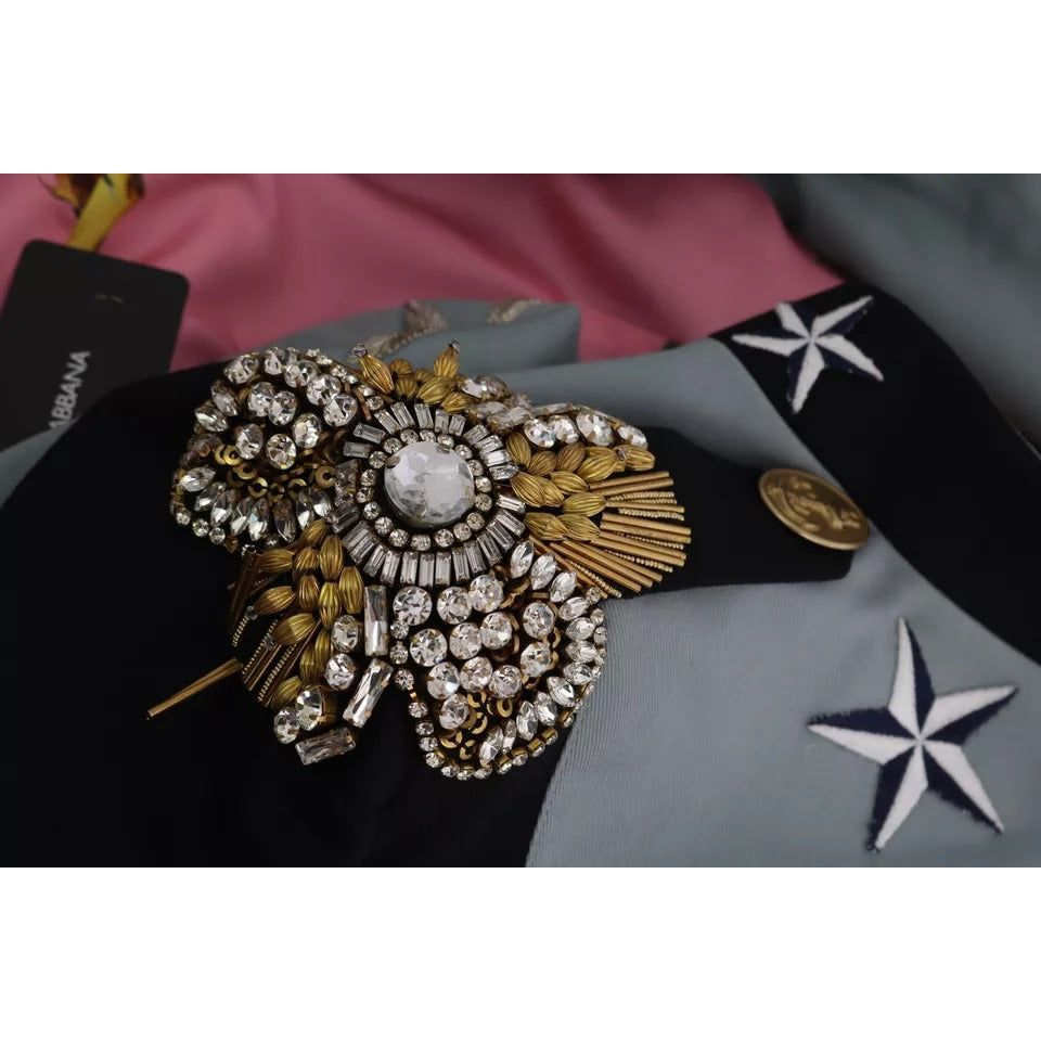 Dolce & Gabbana Blue Button Crystal Embellished Cotton Jacket JKT2413-42