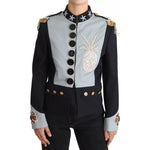 Dolce & Gabbana Blue Button Crystal Embellished Cotton Jacket JKT2413-42