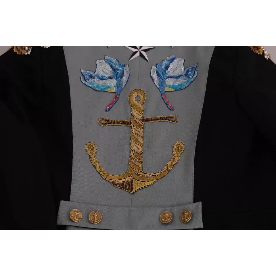 Dolce & Gabbana Blue Button Crystal Embellished Cotton Jacket JKT2413-42