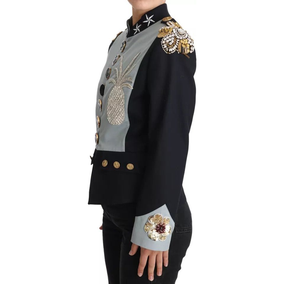 Dolce & Gabbana Blue Button Crystal Embellished Cotton Jacket JKT2413-42