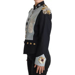Dolce & Gabbana Blue Button Crystal Embellished Cotton Jacket JKT2413-42
