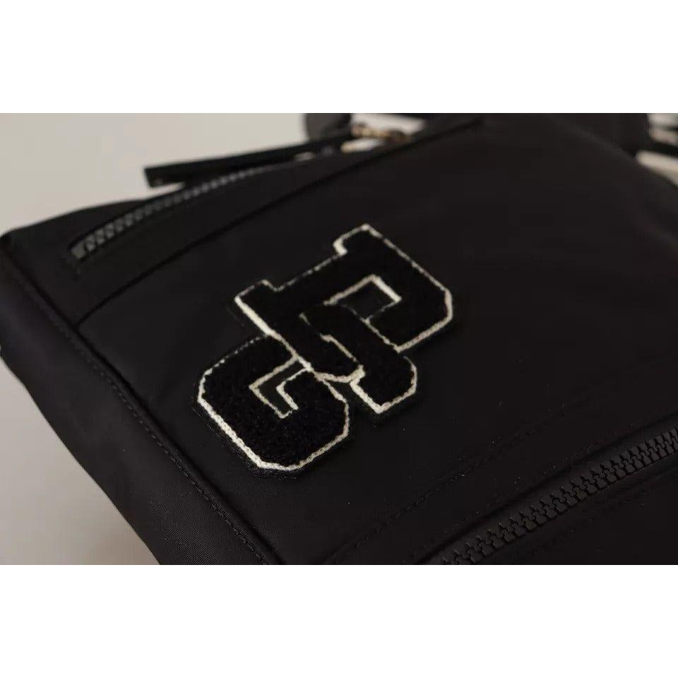 Dolce & Gabbana Black Nylon Leather DG Logo Patch Messenger Cross Body Bag VAS12730