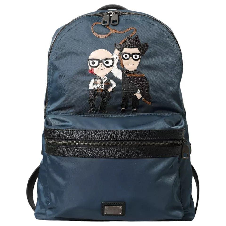 Dolce & Gabbana Blue Nylon #DGFamily Patch Men Backpack Bag BAG1428