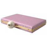 Dolce & Gabbana Pink Silk Gold Frame Clutch Evening Party Purse Bag BAG1037