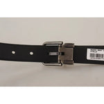 Dolce & Gabbana Black Calf Leather Vintage Logo Metal Buckle Belt BEL8541-100