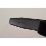 Dolce & Gabbana Black Velvet Silver Tone Metal Logo Buckle Belt BEL8559-90