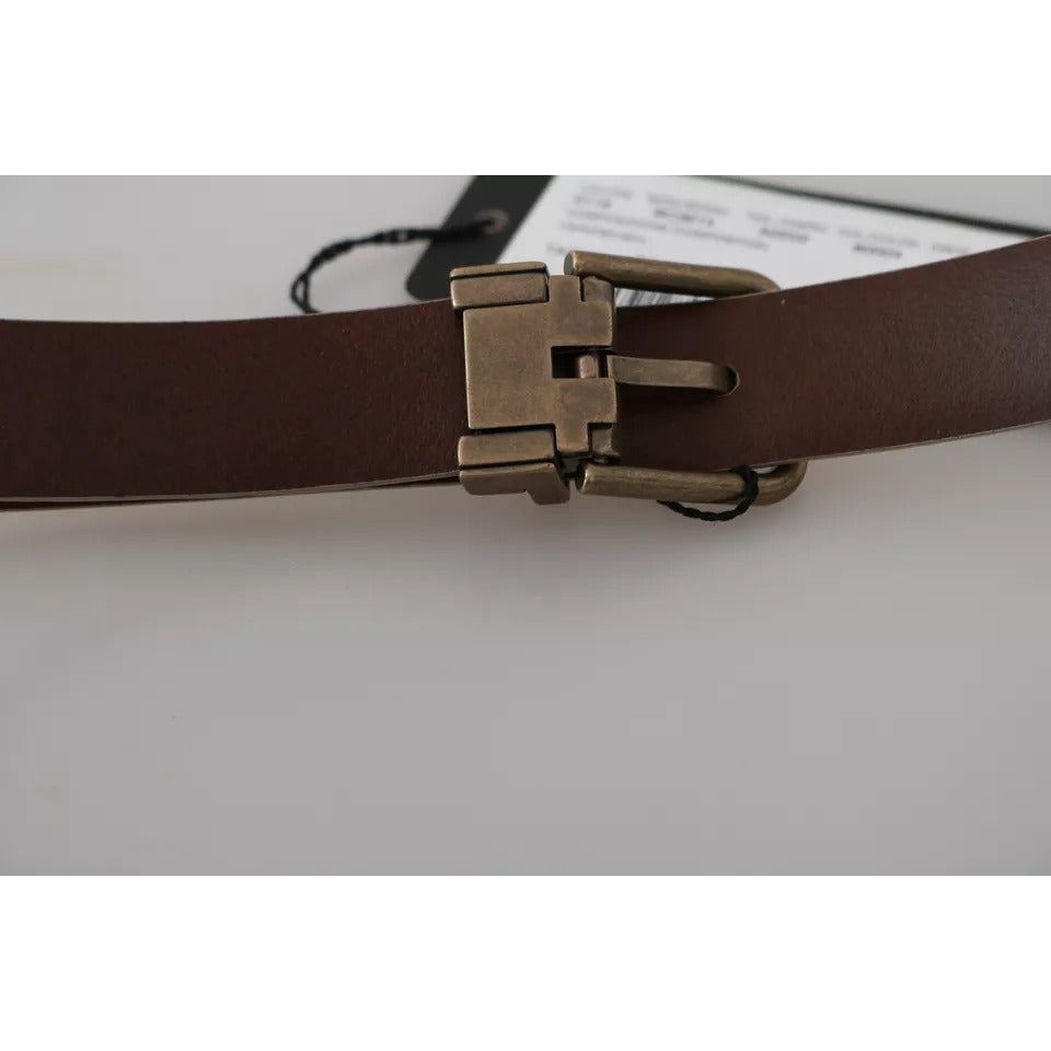 Dolce & Gabbana Cream Beige Gold Buckle Waist Leather Belt