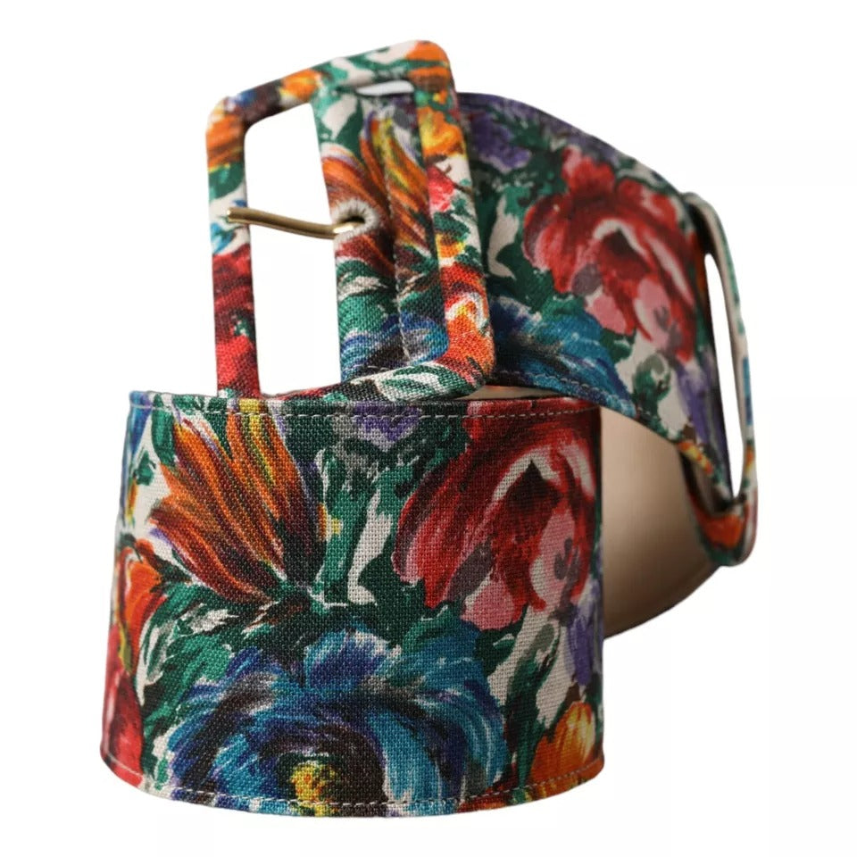 Dolce & Gabbana Multicolor Carretto Fabric Wide Waist Belt WMB352-85