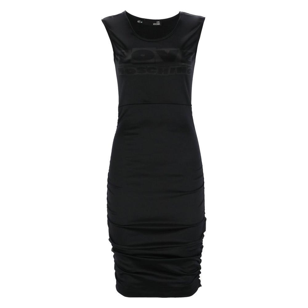 Love Moschino Chic Side-Curled Sleeveless Dress with Logo LO-10210-IT42|M