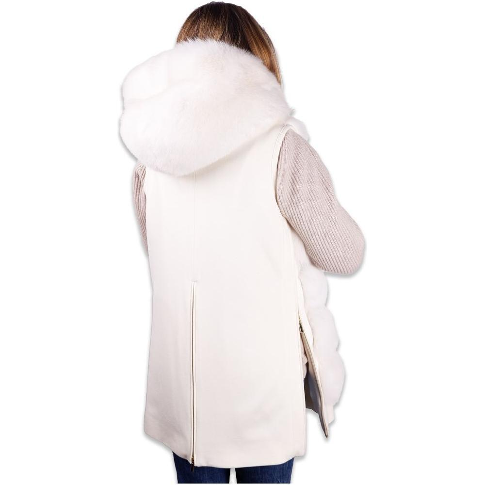 Made in Italy White Wool Women Coat LO-4900-IT42|M