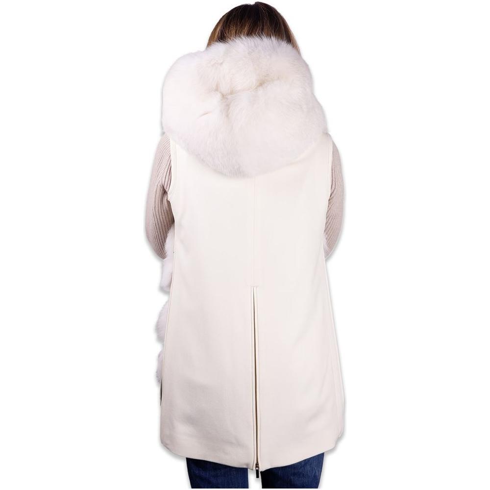 Made in Italy White Wool Women Coat LO-4900-IT42|M