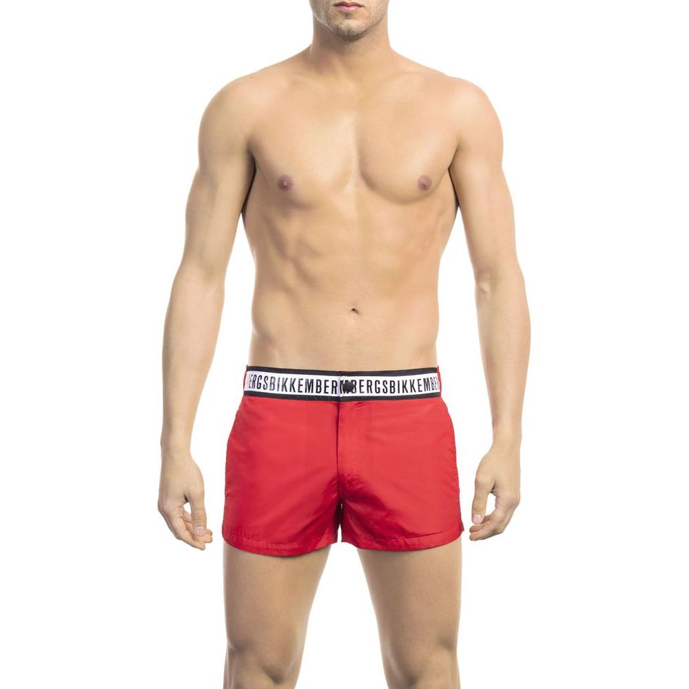 Bikkembergs Red Polyamide Men Swim Short BI-22591-XXL