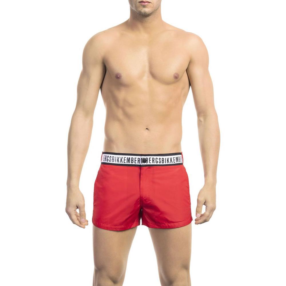 Bikkembergs Red Polyamide Men Swim Short BI-22591-M-FBB-250