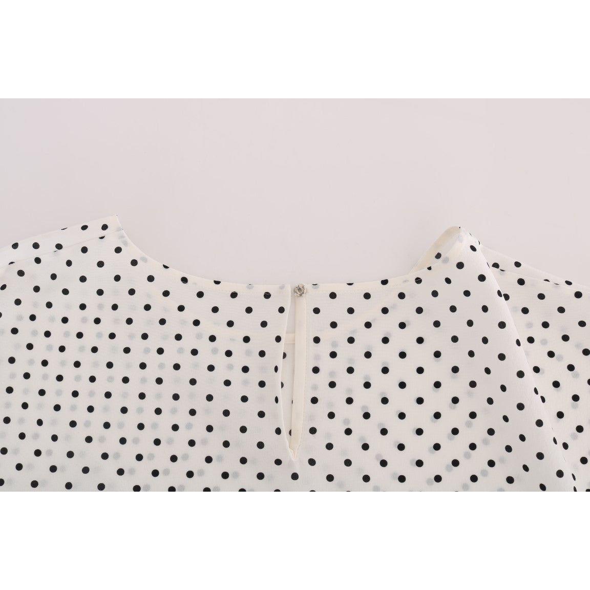 Dolce & Gabbana White Polka Dotted Silk T-shirt Top TSH1438-3