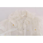 Dolce & Gabbana White Daisy Applique Silk Shirt TSH1440-1