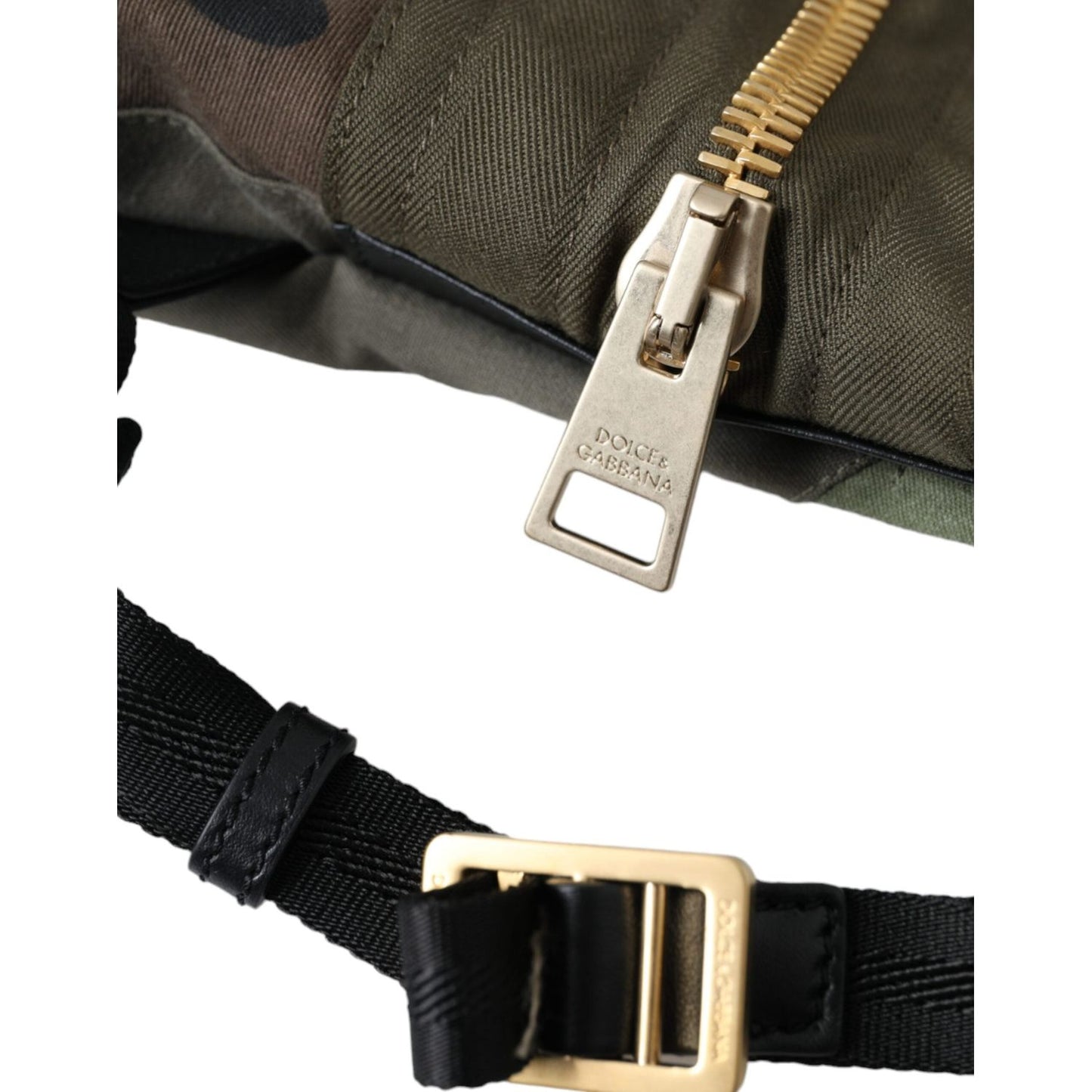 Dolce & Gabbana Military Green Patchwork Rucksack Backpack Bag