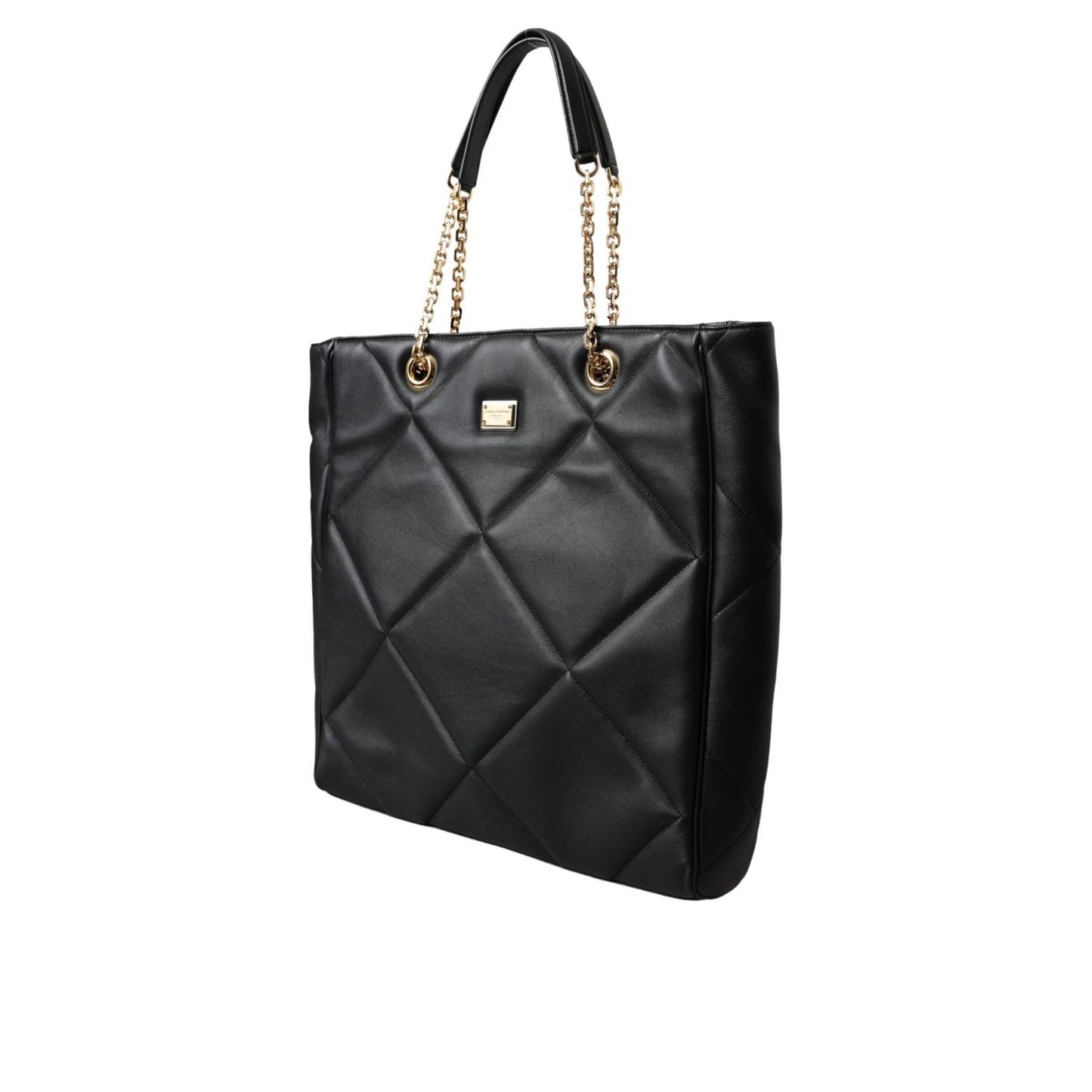 Dolce & Gabbana Black Leather JUNGLE Quilted Shopping Tote Bag BAG1492