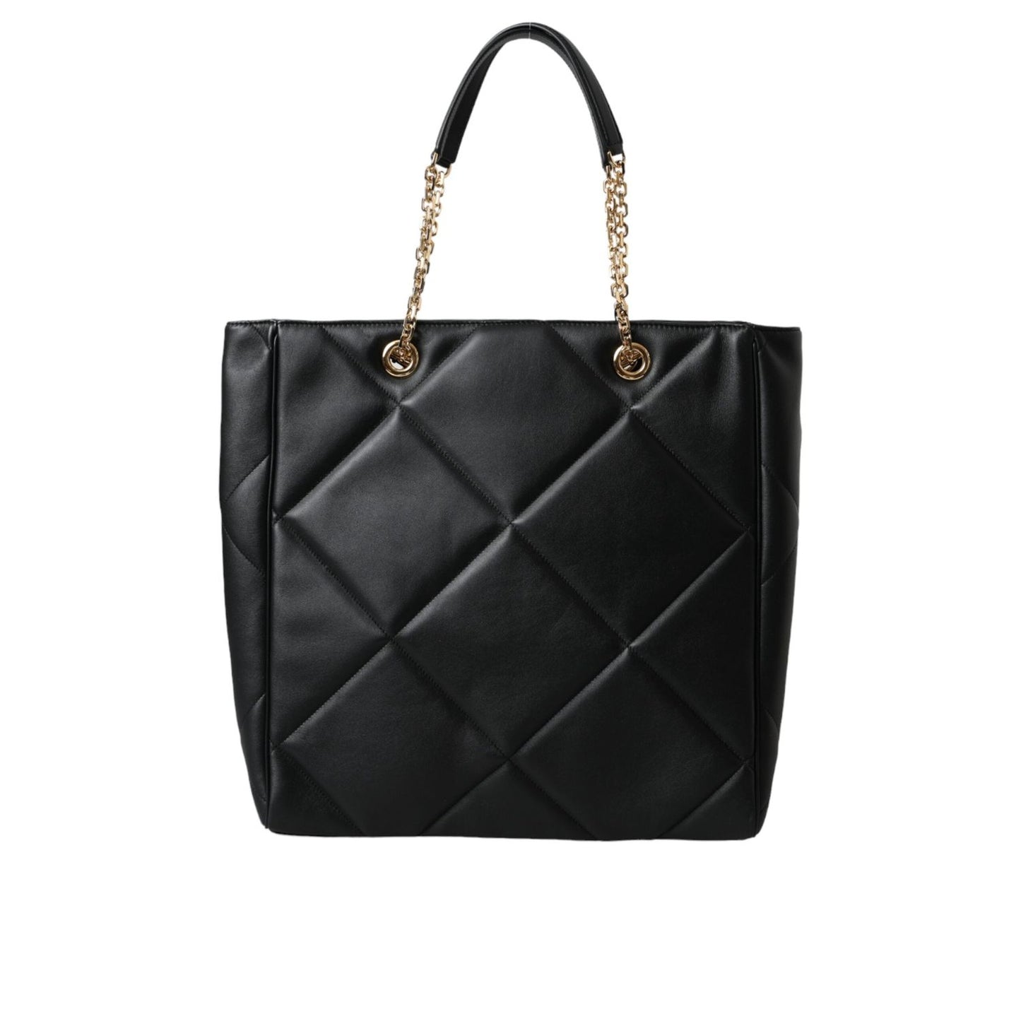 Dolce & Gabbana Black Leather JUNGLE Quilted Shopping Tote Bag BAG1492