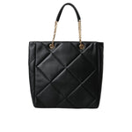 Dolce & Gabbana Black Leather JUNGLE Quilted Shopping Tote Bag BAG1492