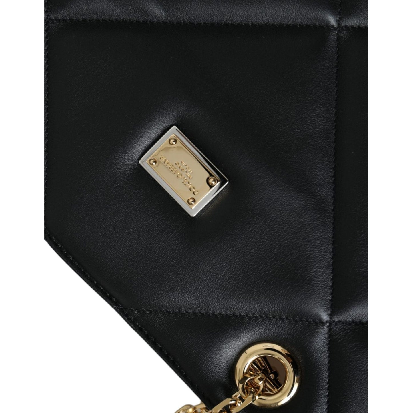 Dolce & Gabbana Black Leather JUNGLE Quilted Shopping Tote Bag BAG1492