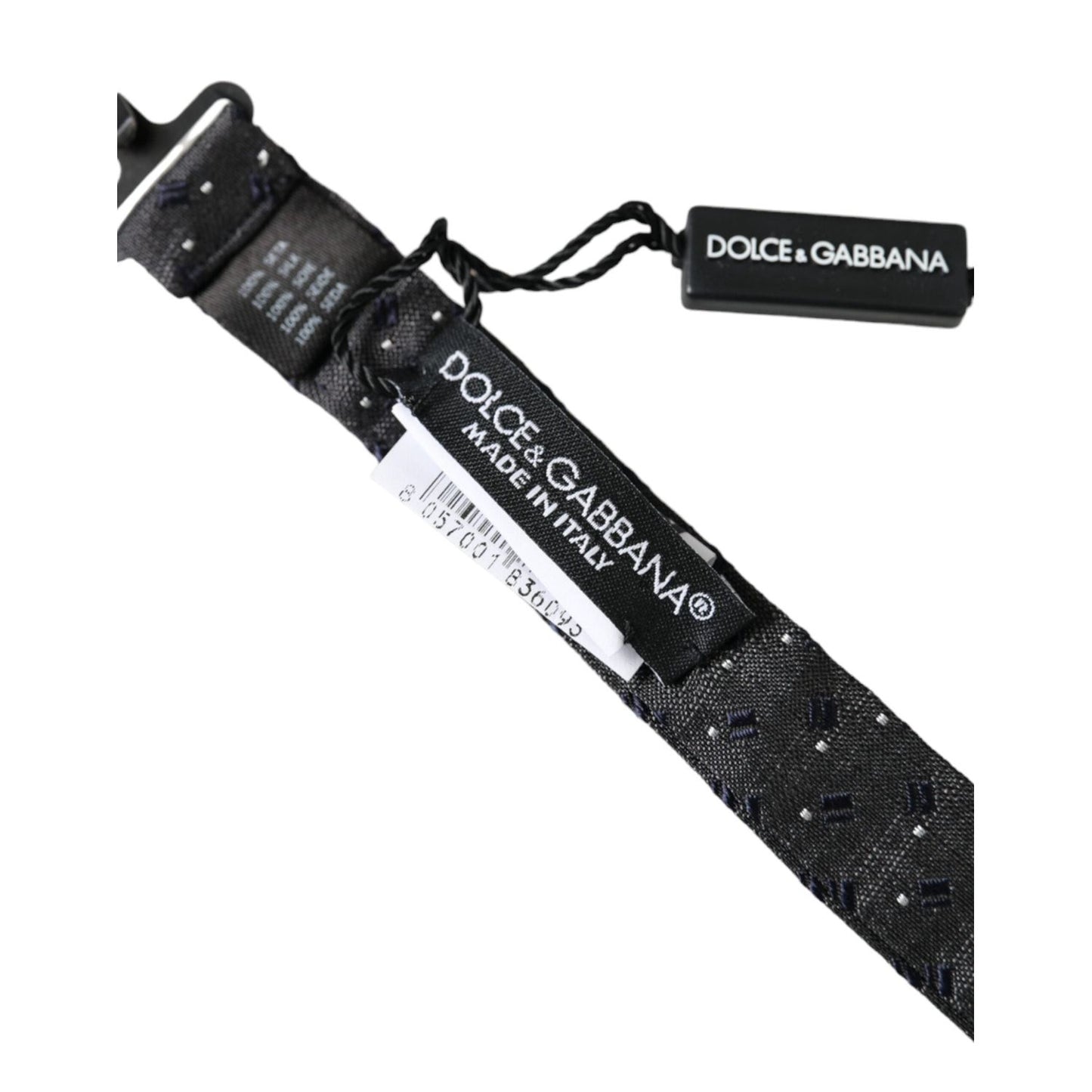 Dolce & Gabbana Black Silk Patterned Adjustable Neck Men Papillon Bow Tie FT3904
