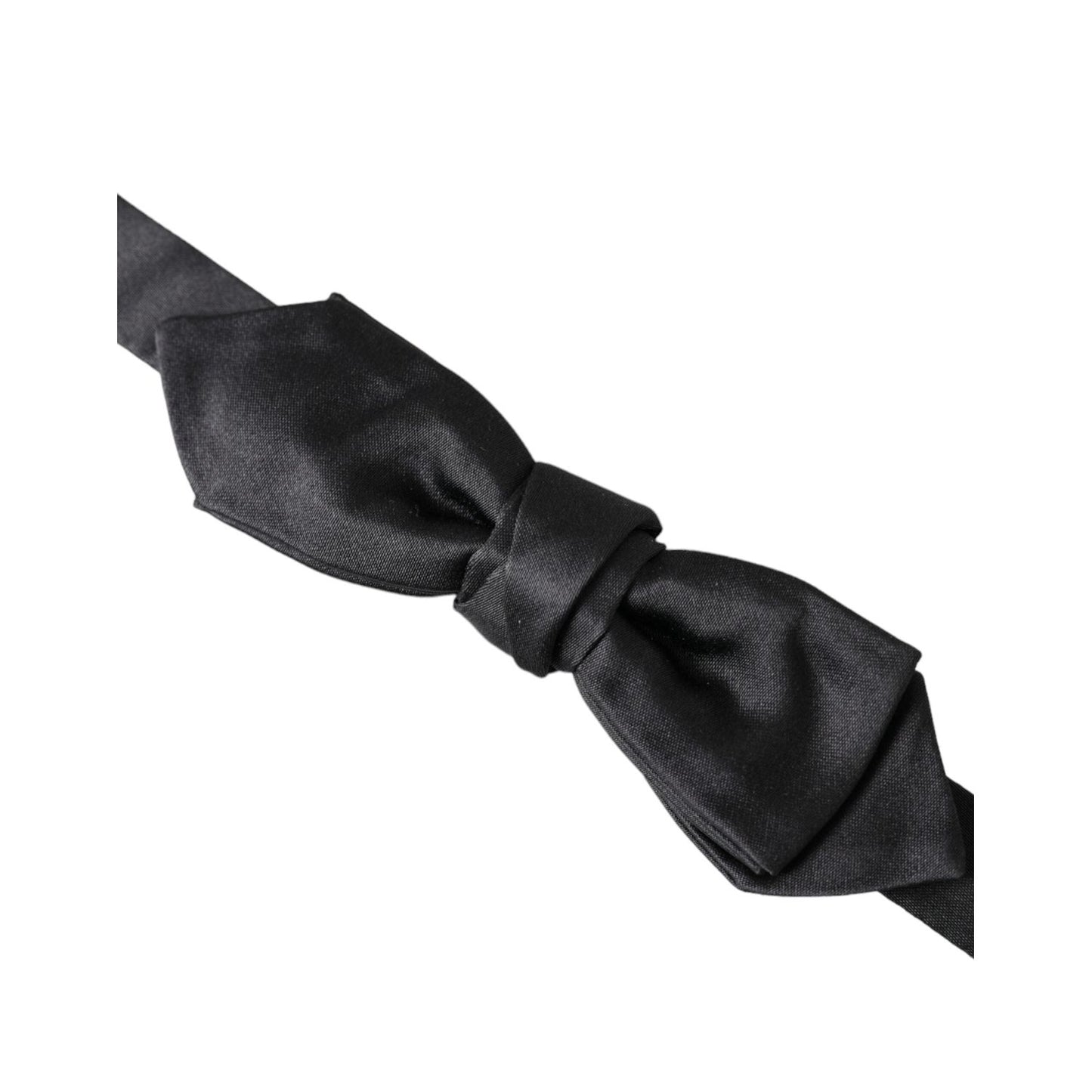 Dolce & Gabbana Black Satin Silk Adjustable Neck Men Bow Tie FT3932