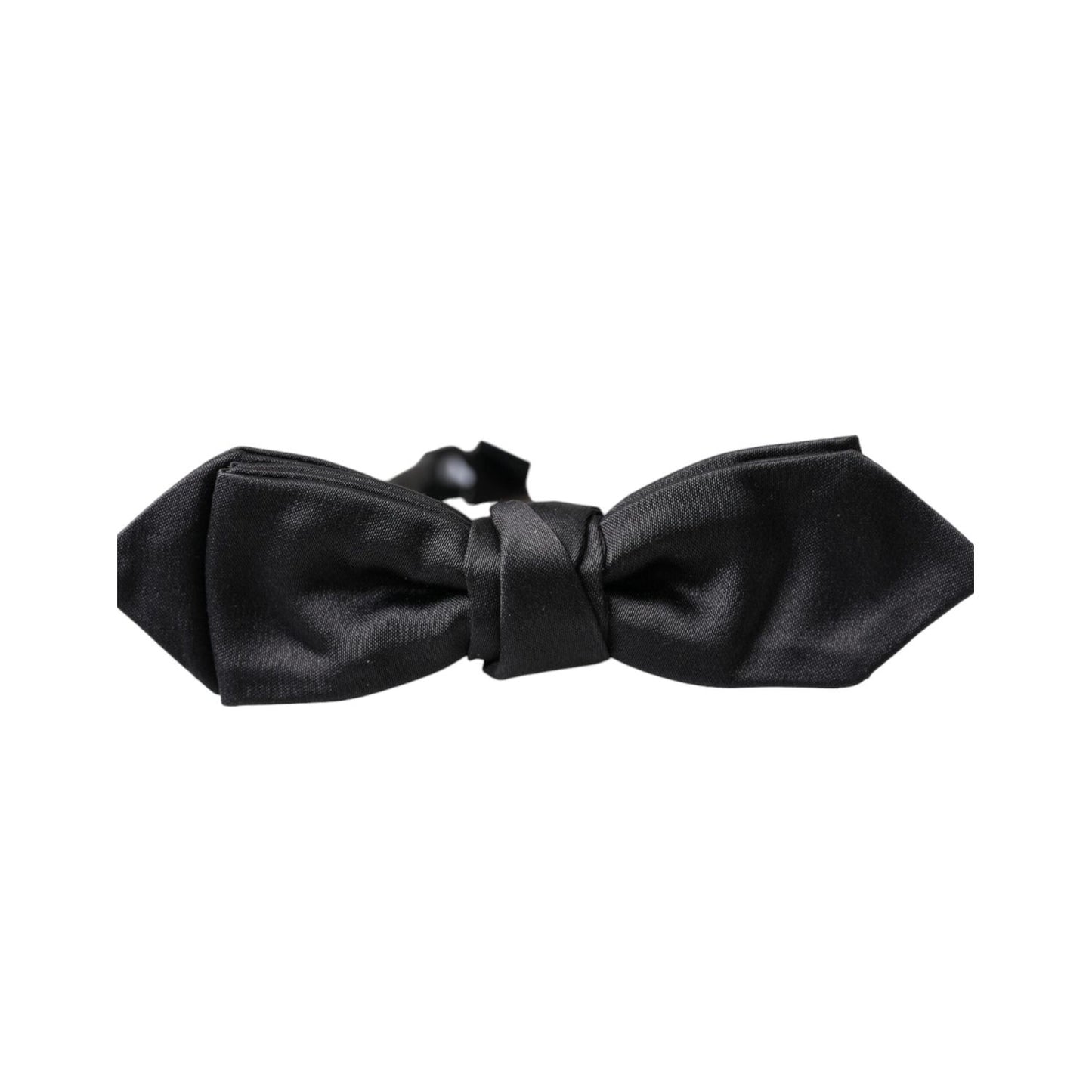 Dolce & Gabbana Black Satin Silk Adjustable Neck Men Bow Tie FT3932