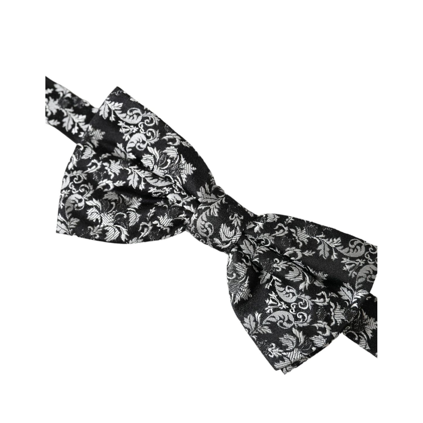 Dolce & Gabbana Black Floral Silk Adjustable Neck Men Bow Tie FT3943