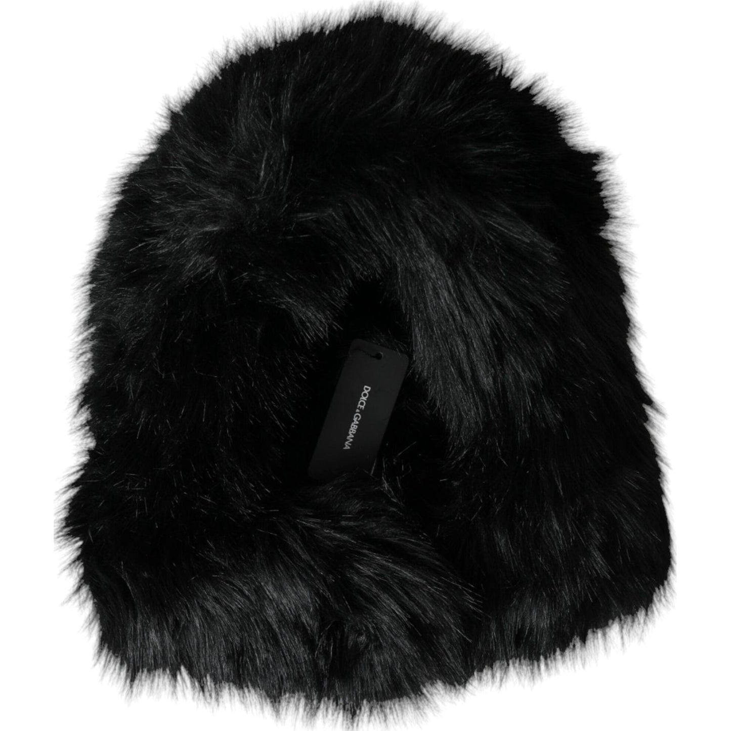 Dolce & Gabbana Black Faux Fur Whole Head Wrap Hat HAT9569-57
