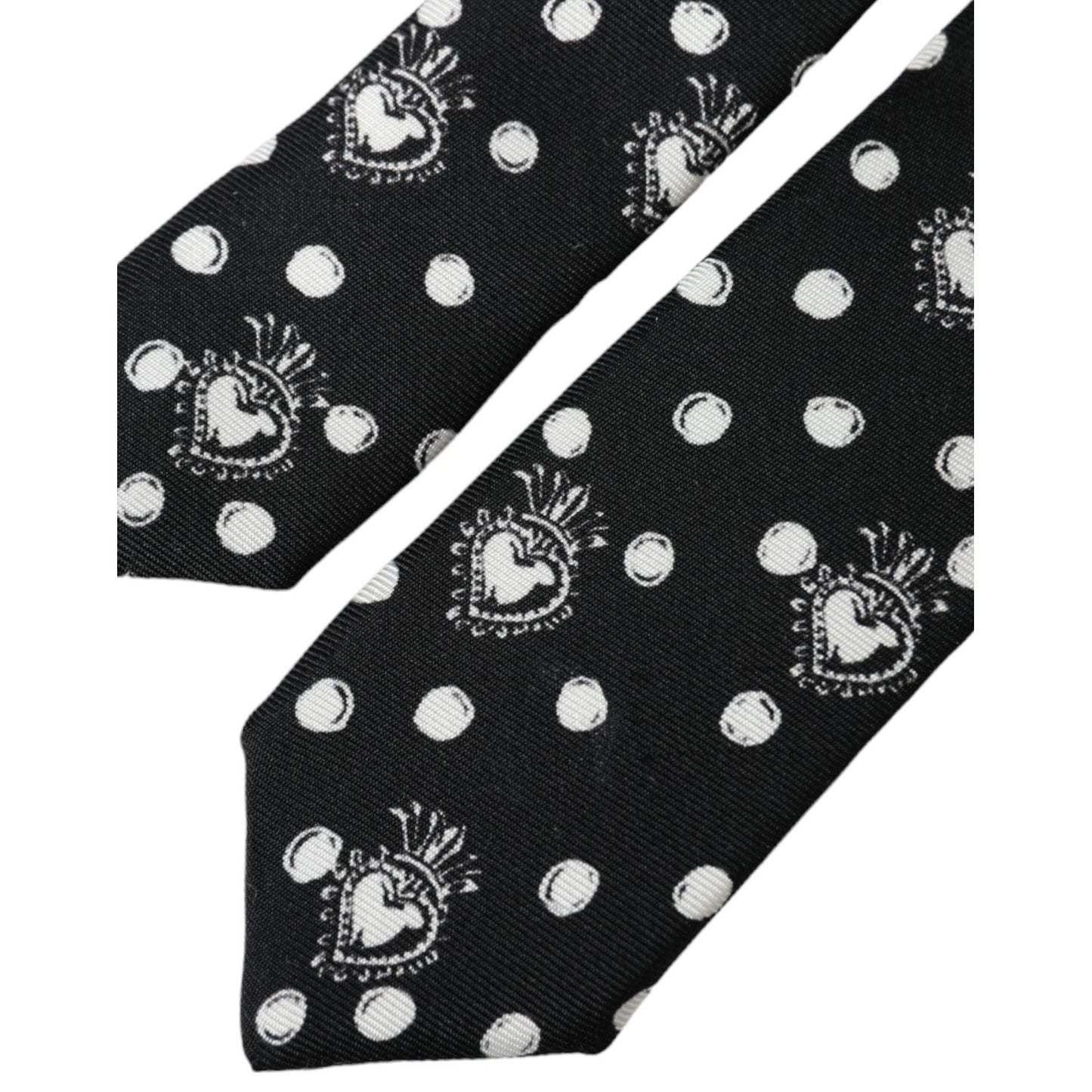 Dolce & Gabbana Black Heart Polka Dot Adjustable Tie KRA3391