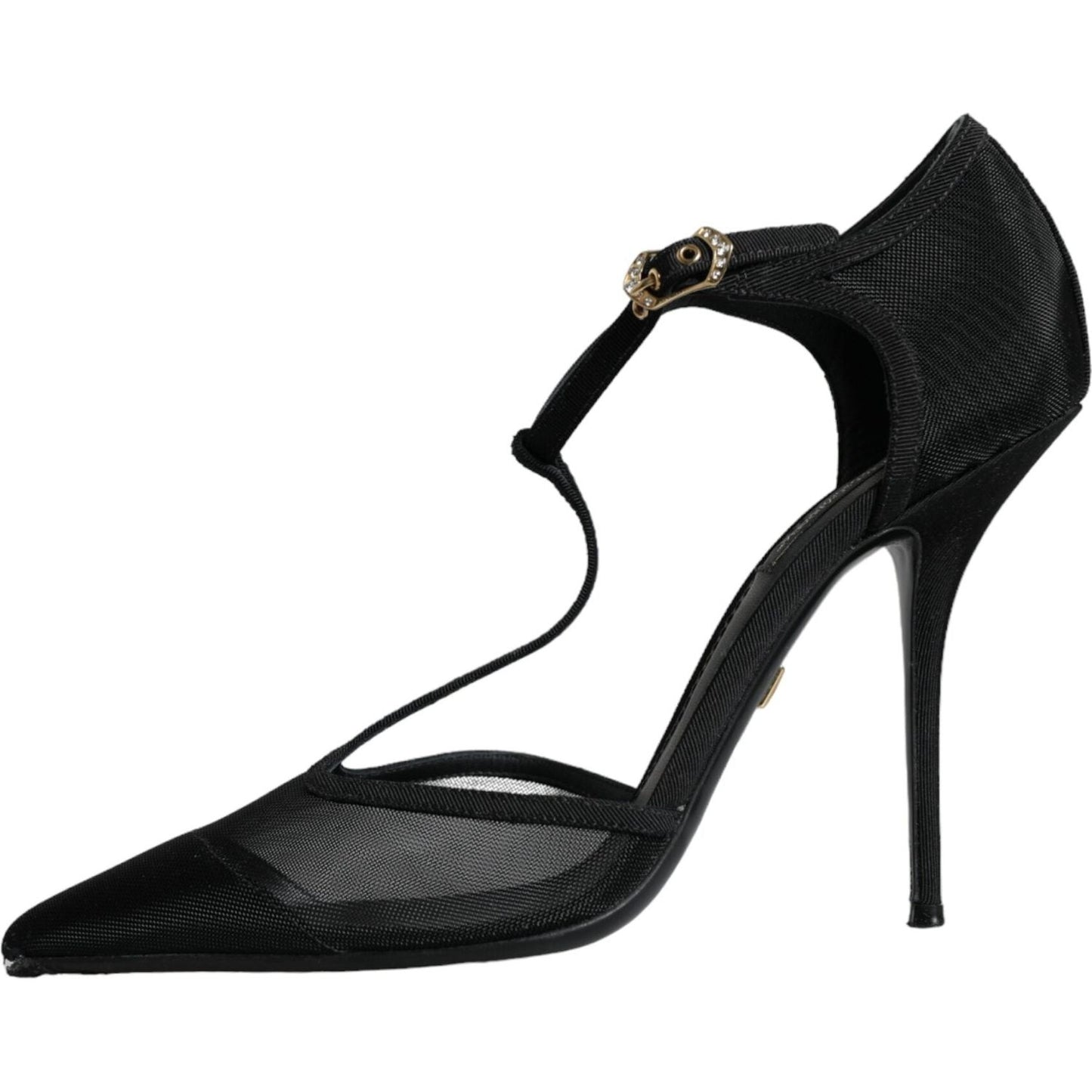 Dolce & Gabbana Black Mesh T-strap Stiletto High Heels Shoes LA11666-39