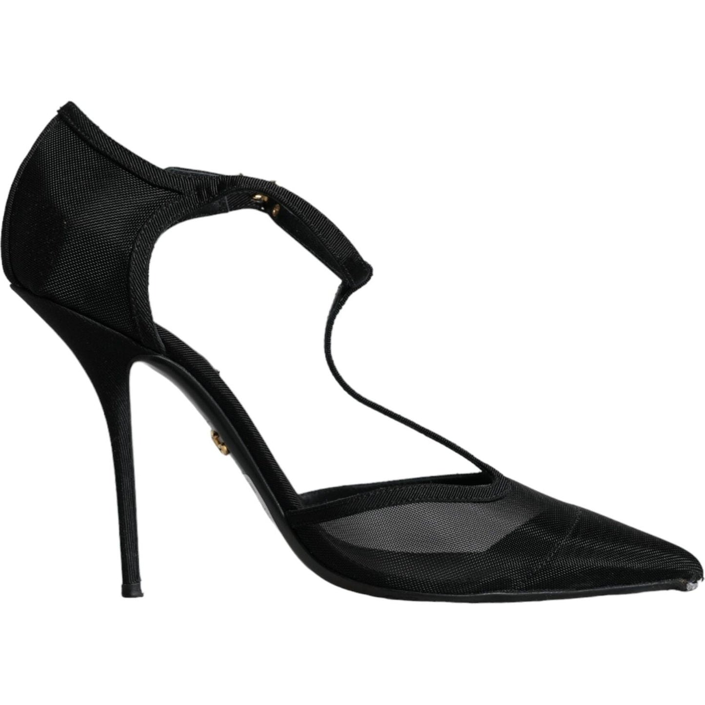 Dolce & Gabbana Black Mesh T-strap Stiletto High Heels Shoes LA11666-39
