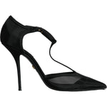 Dolce & Gabbana Black Mesh T-strap Stiletto High Heels Shoes LA11666-39
