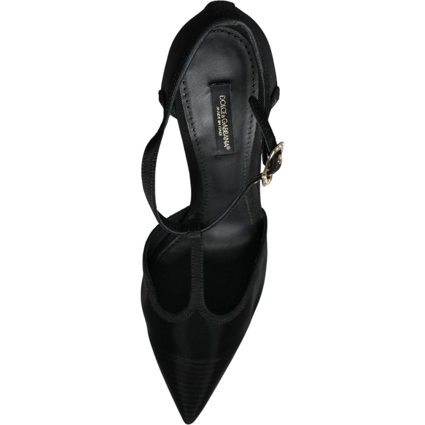 Dolce & Gabbana Black Mesh T-strap Stiletto High Heels Shoes LA11666-39