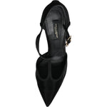 Dolce & Gabbana Black Mesh T-strap Stiletto High Heels Shoes LA11666-39