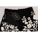 Dolce & Gabbana Black Crystal Floral Pencil Skirt SKI1085-3