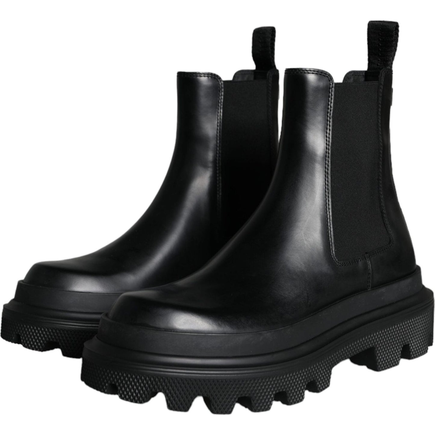 Dolce & Gabbana Black Leather Slip On Stretch Trekking Boots Shoes MV5862-41
