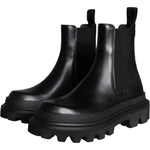 Dolce & Gabbana Black Leather Slip On Stretch Trekking Boots Shoes MV5862-41