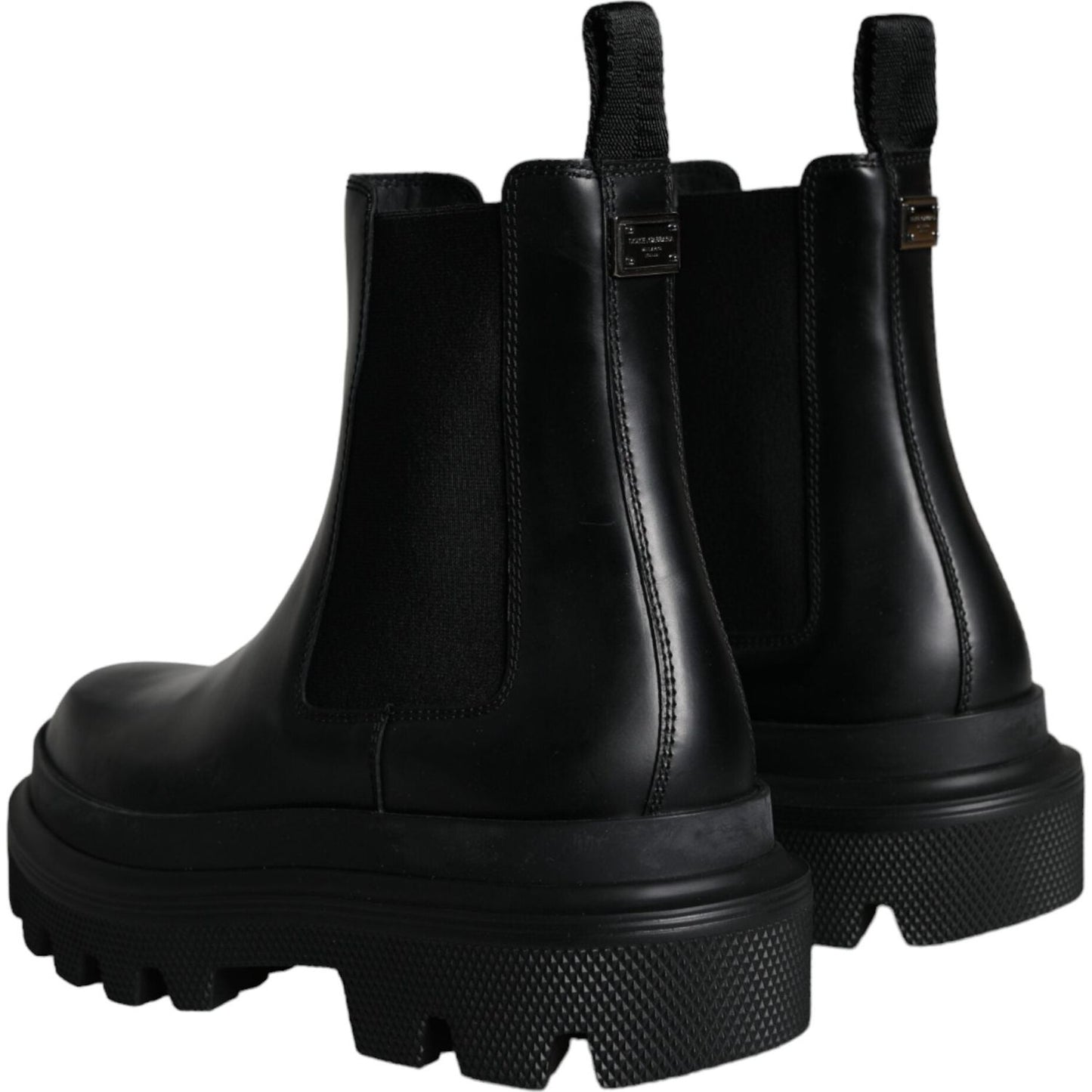 Dolce & Gabbana Black Leather Slip On Stretch Trekking Boots Shoes MV5862-41