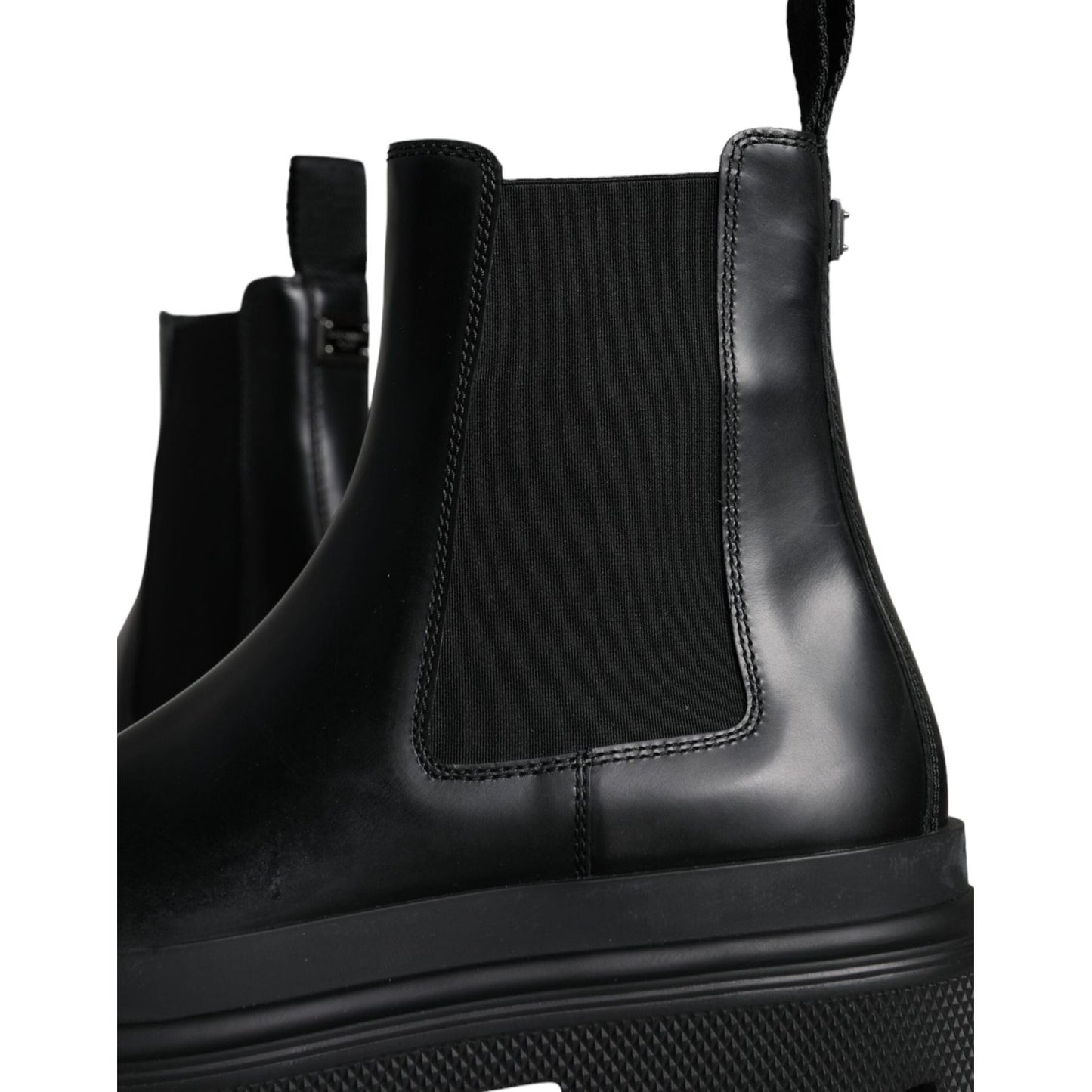 Dolce & Gabbana Black Leather Slip On Stretch Trekking Boots Shoes MV5862-41