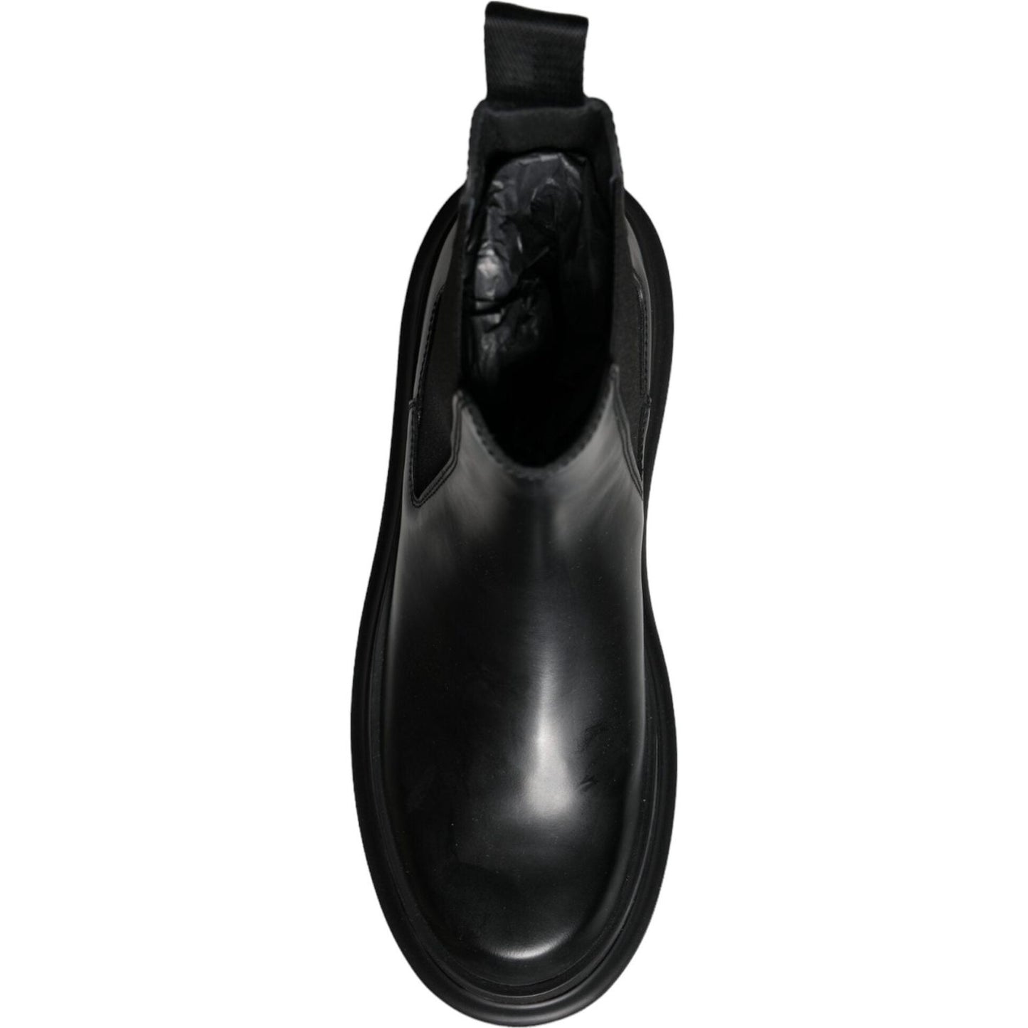 Dolce & Gabbana Black Leather Slip On Stretch Trekking Boots Shoes MV5862-41
