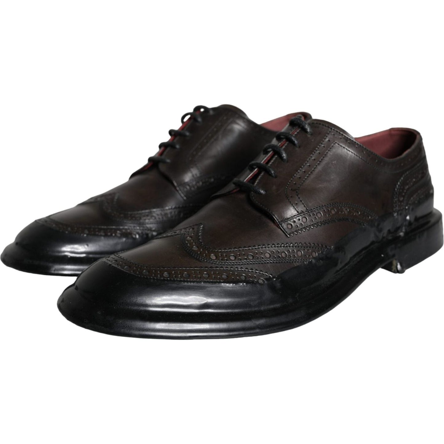 Dolce & Gabbana Black Leather Oxford Wingtip Formal Men Shoes MV5884-42