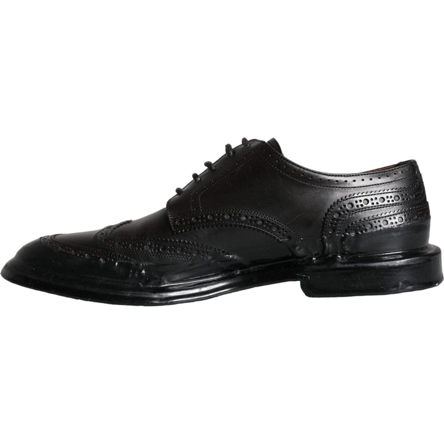 Dolce & Gabbana Black Leather Oxford Wingtip Formal Men Shoes MV5884-42